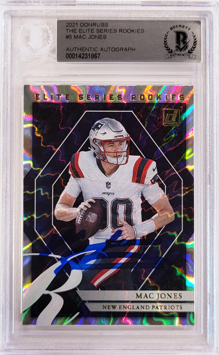 Mac Jones Autographed 2021 Panini Donruss Elite Series Rookie Card #ESR-MJO New England Patriots Beckett BAS #14231867 - RSA