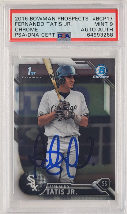 Fernando Tatis Jr. Autographed 2016 Bowman Prospects Rookie Card #BCP17 San Diego Padres PSA 9 PSA/DNA #64993268 - RSA