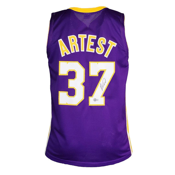 Ron Artest Signed Los Angeles Purple Basketball Jersey (Beckett) - RSA