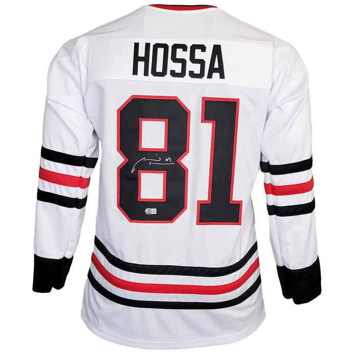 Marian Hossa Signed Chicago White Hockey Jersey (Beckett) - RSA