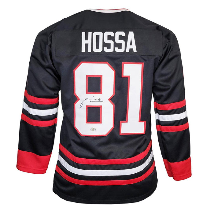 Marian Hossa Signed Chicago Black Hockey Jersey (Beckett) - RSA