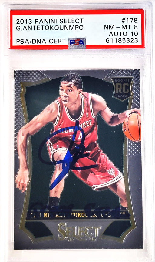 Giannis Antetokounmpo Autographed 2013 Panini Select Rookie Card #178 Milwaukee Bucks PSA 8 Auto Grade Gem Mint 10 "Greek Freak" PSA/DNA #61185323 - RSA