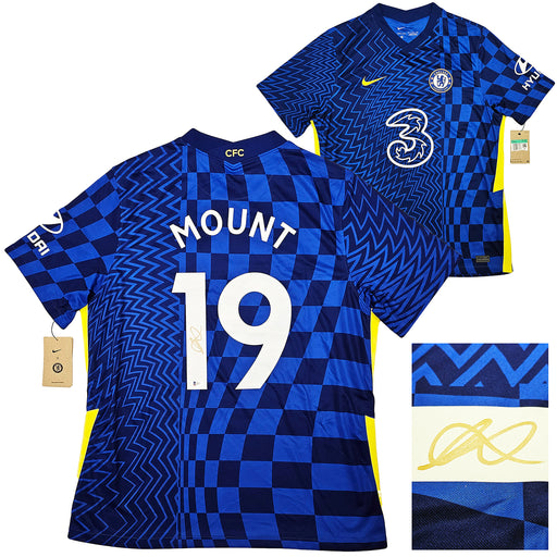 Chelsea F.C. Mason Mount Autographed Blue Nike Jersey Size XL in Gold Beckett BAS Stock #196482