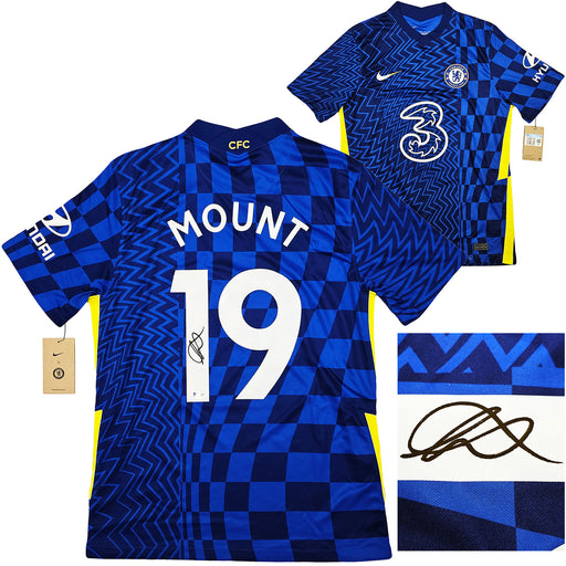 Chelsea F.C. Mason Mount Autographed Blue Nike Jersey Size M in Black Beckett BAS Stock #196480