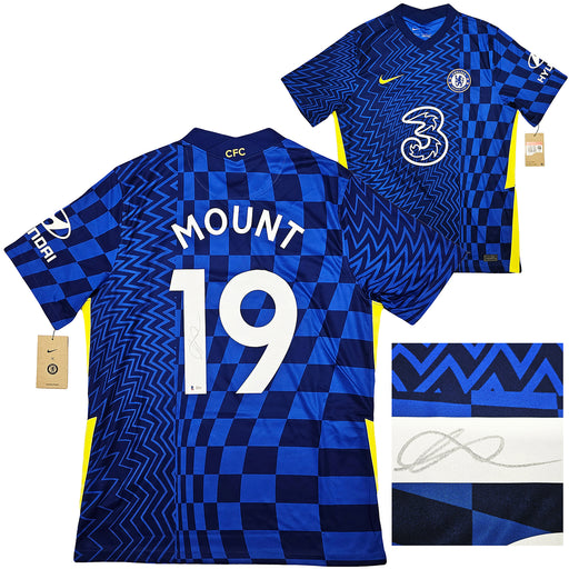 Chelsea F.C. Mason Mount Autographed Blue Nike Jersey Size L in Silver Beckett BAS Stock #196474