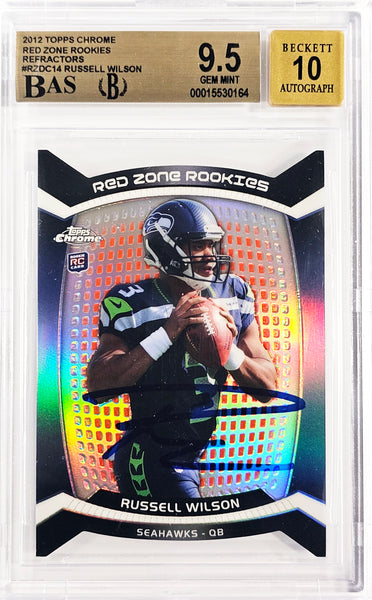 Russell Wilson Autographed 2012 Topps Chrome Red Zone Rookie