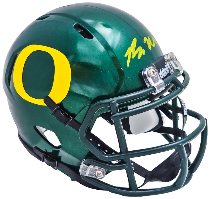 Bo Nix Autographed Oregon Ducks Green Speed Mini Helmet Beckett BAS QR Stock #217956