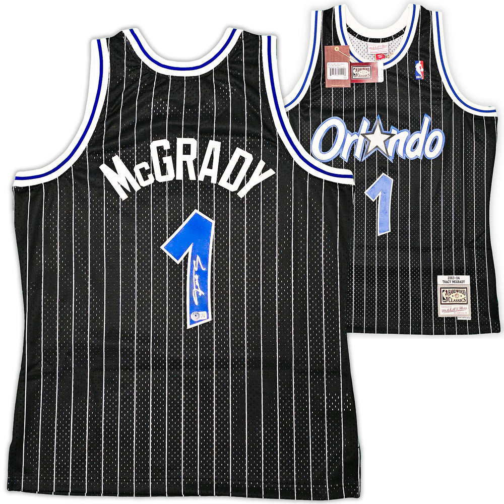 Orlando Magic Tracy McGrady Autographed Black Authentic Mitchell & Ness 2003-04 HWC Swingman Jersey Size L Beckett BAS Witness Stock #216979