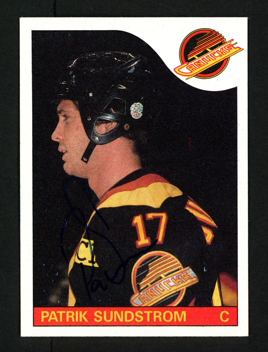 Patrik Sundstrom Autographed 1985-86 Topps Card #115 Vancouver Canucks SKU #154152 - RSA