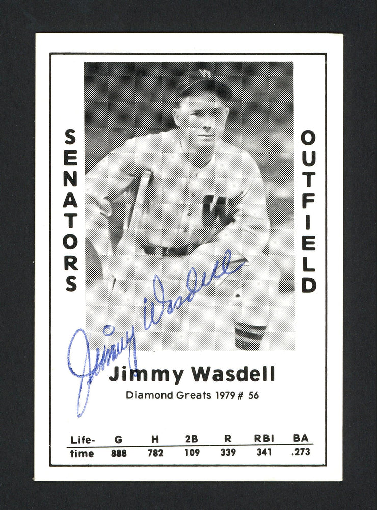 Jimmy Wasdell Autographed 1979 Diamond Greats Card #56 Washington Senators SKU #165565 - RSA