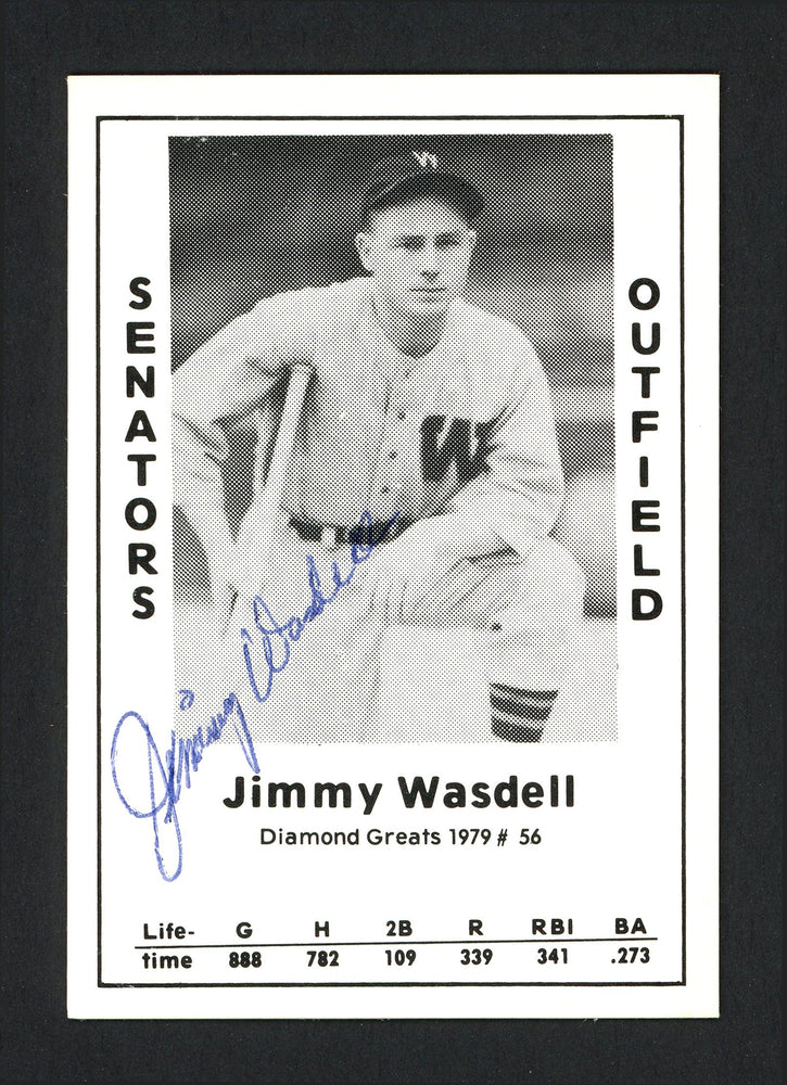 Jimmy Wasdell Autographed 1979 Diamond Greats Card #56 Washington Senators SKU #165566 - RSA