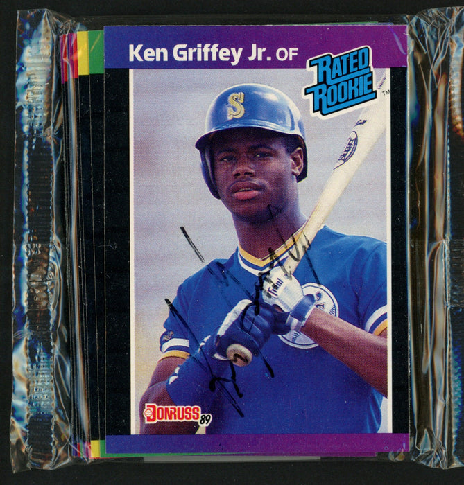 Ken Griffey Jr. Autographed 1989 Donruss Baseball Sealed Rack Pack Rookie Card Seattle Mariners Beckett BAS #A34785 - RSA