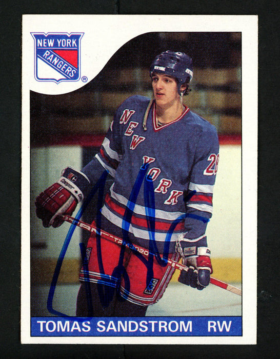 Tomas Sandstrom Autographed 1985-86 Topps Rookie Card #123 New York Rangers SKU #154158 - RSA