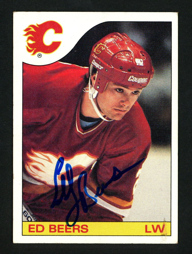 Ed Beers Autographed 1985-86 Topps Card #144 Calgary Flames SKU #154159 - RSA