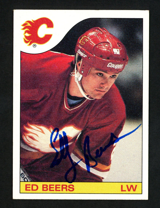 Ed Beers Autographed 1985-86 Topps Card #144 Calgary Flames SKU #154160 - RSA