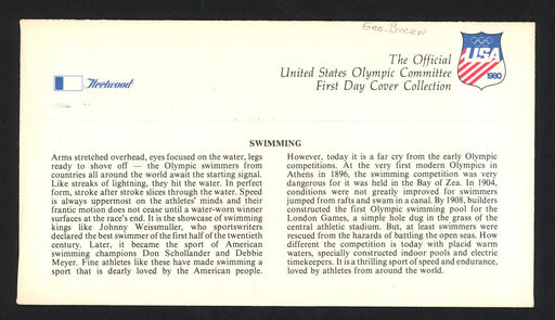 George Breen Autographed First Day Cover Olympic Swimmer SKU #159608 - RSA