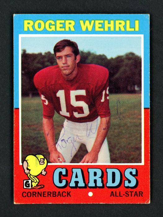 Roger Wehrli Autographed 1971 Topps Rookie Card #188 St. Louis Cardinals SKU #157071 - RSA