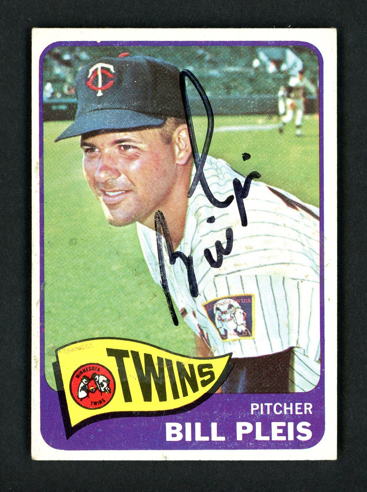 Bill Pleis Autographed 1965 Topps Card #122 Minnesota Twins SKU #157089 - RSA