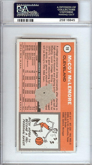 McCoy McLemore Autographed 1970 Topps Card #19 Cleveland Cavaliers PSA/DNA #25816845 - RSA