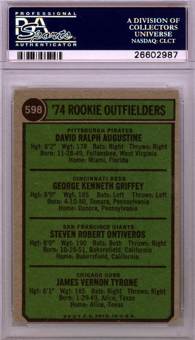 Dave Augustine Autographed 1974 Topps Rookie Card #598 Pittsburgh Pirates PSA/DNA #26602987 - RSA