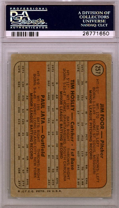 Jim Foor Autographed 1972 Topps Rookie Card #257 Detroit Tigers PSA/DNA #26771650 - RSA