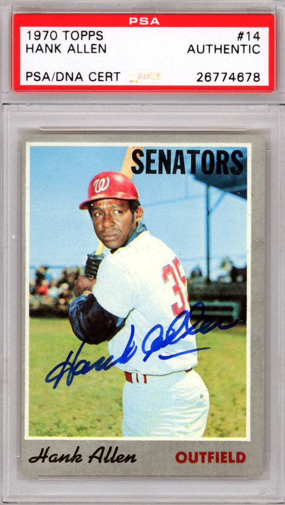 Hank Allen Autographed 1970 Topps Card #14 Washington Senators PSA/DNA #26774678 - RSA