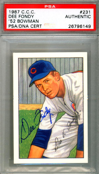 Dee Fondy Autographed 1987 1952 Bowman Reprint Card #231 Chicago Cubs PSA/DNA #26796149 - RSA