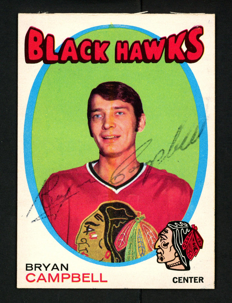 Bryan Campbell Autographed 1971-72 O-Pee-Chee Card #214 Chicago Blackhawks "To John" Signed Twice SKU #154226 - RSA