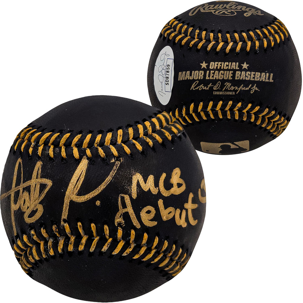 Fernando Tatis Jr. Autographed Official Black MLB Baseball San Diego Padres In Gold "MLB Debut 3/28/2019" JSA Stock #202007 - RSA