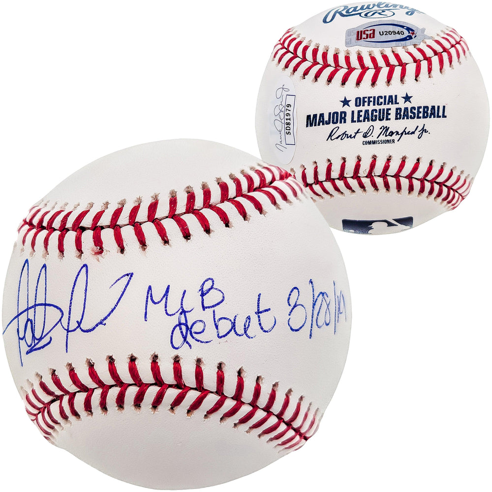 Fernando Tatis Jr. Autographed Official MLB Baseball San Diego Padres "MLB Debut 3/28/2019" JSA Stock #202014 - RSA