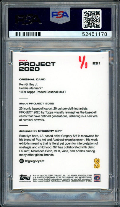 Ken Griffey Jr. Autographed Topps Project 2020 Gregory Siff Card #231 Seattle Mariners "HOF 16" #1/1 PSA/DNA #52451178 - RSA