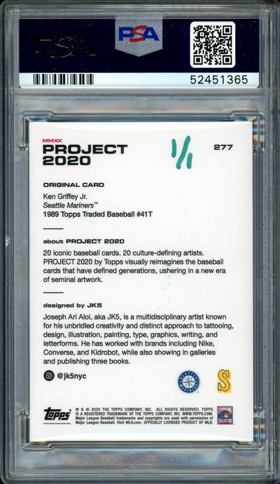 Ken Griffey Jr. Autographed Topps Project 2020 JK5 Card #277 Seattle Mariners "24" #1/1 PSA/DNA #52451365 - RSA