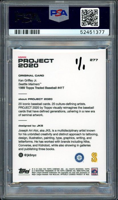 Ken Griffey Jr. Autographed Topps Project 2020 JK5 Card #277 Seattle Mariners "10x GG" #1/1 PSA/DNA #52451377 - RSA