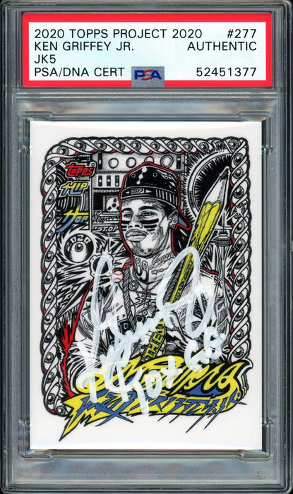 Ken Griffey Jr. Autographed Topps Project 2020 JK5 Card #277 Seattle Mariners "10x GG" #1/1 PSA/DNA #52451377 - RSA