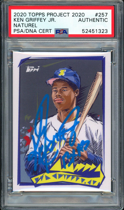 Ken Griffey Jr. Autographed Topps Project 2020 Naturel Card #257 Seattle Mariners "13x AS" #1/1 PSA/DNA #52451323 - RSA