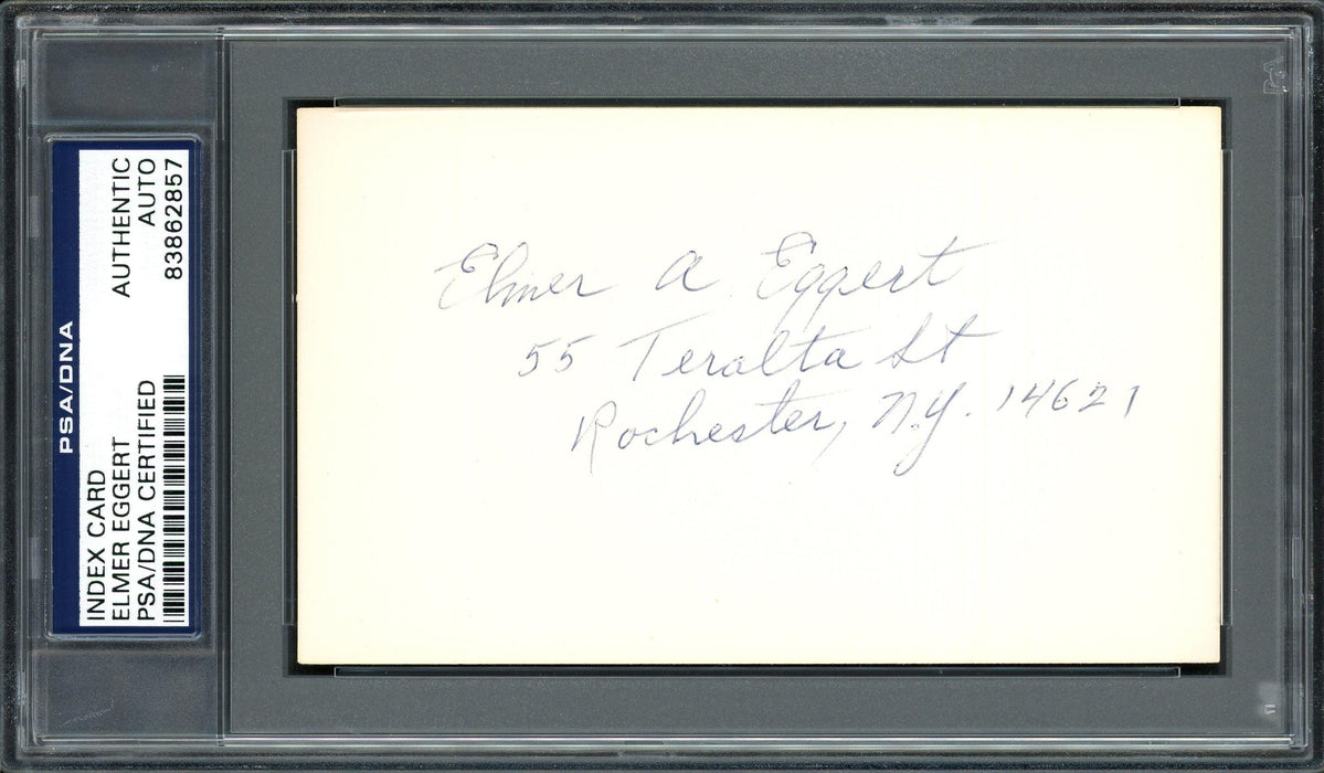 Elmer A. Eggert Autographed 3x5 Index Card Boston Red Sox PSA/DNA #83862857 - RSA