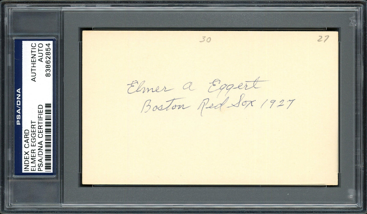 Elmer A. Eggert Autographed 3x5 Index Card Boston Red Sox PSA/DNA #83862854 - RSA