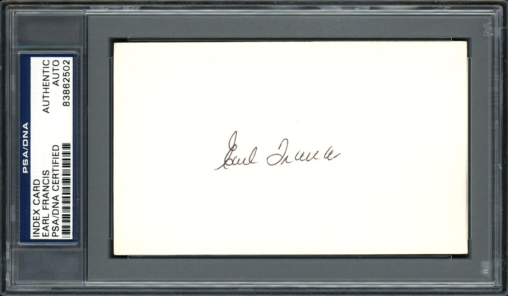 Earl Francis Autographed 3x5 Index Card Pittsburgh Pirates, St. Louis Cardinals PSA/DNA #83862502 - RSA