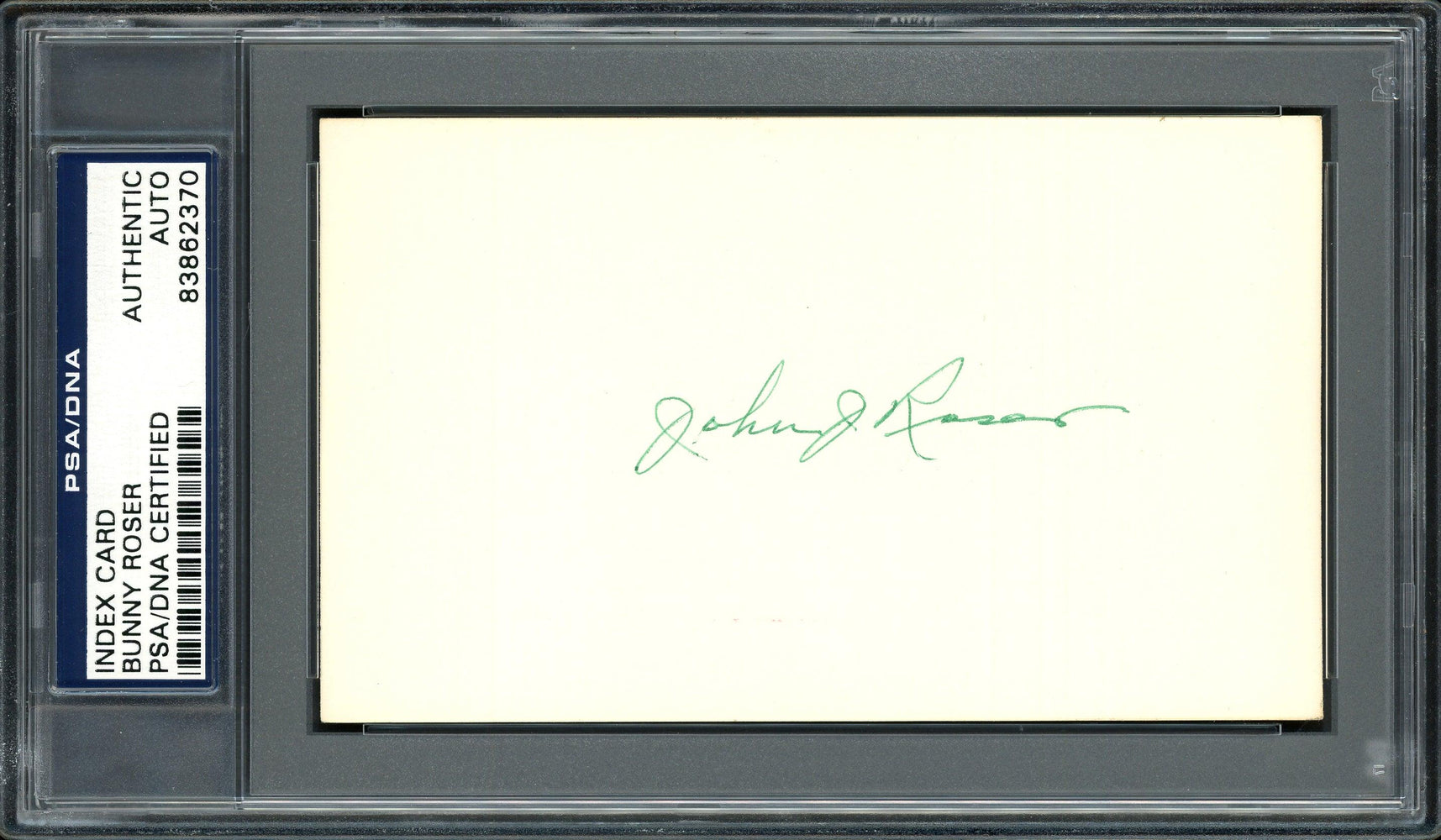John "Bunny" Roser Autographed 3x5 Index Card Boston Braves PSA/DNA #83862370 - RSA