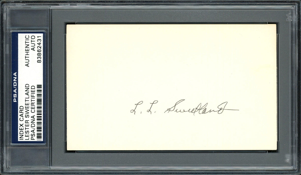 Lester "Les" Sweetland Autographed 3x5 Index Card Philadelphia Phillies, Chicago Cubs PSA/DNA #83862431 - RSA