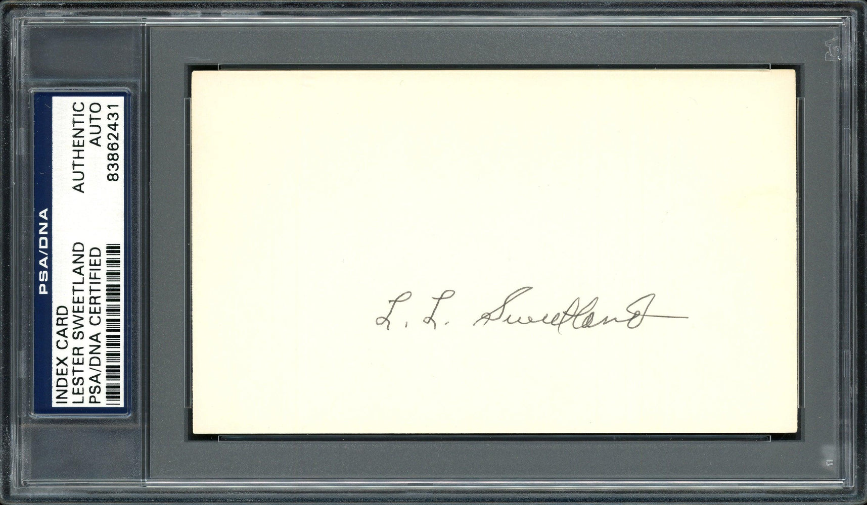 Lester "Les" Sweetland Autographed 3x5 Index Card Philadelphia Phillies, Chicago Cubs PSA/DNA #83862431 - RSA