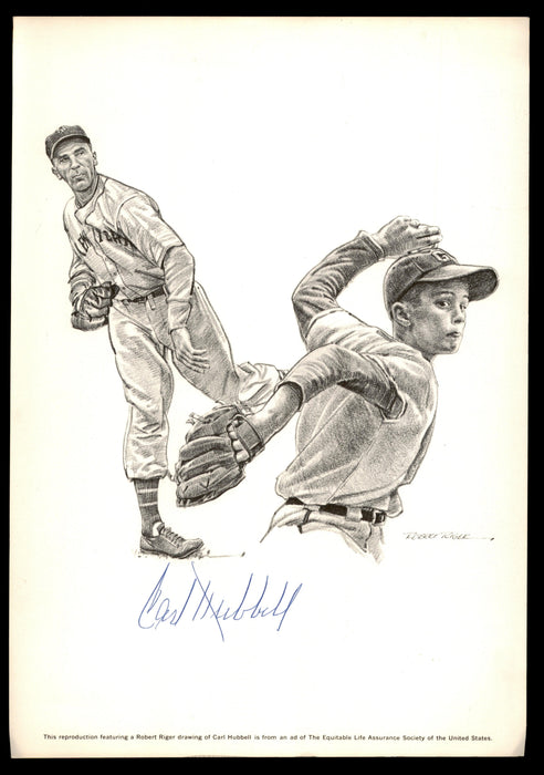 Carl Hubbell Autographed 7.75x11 Photo New York Giants SKU #189699 - RSA