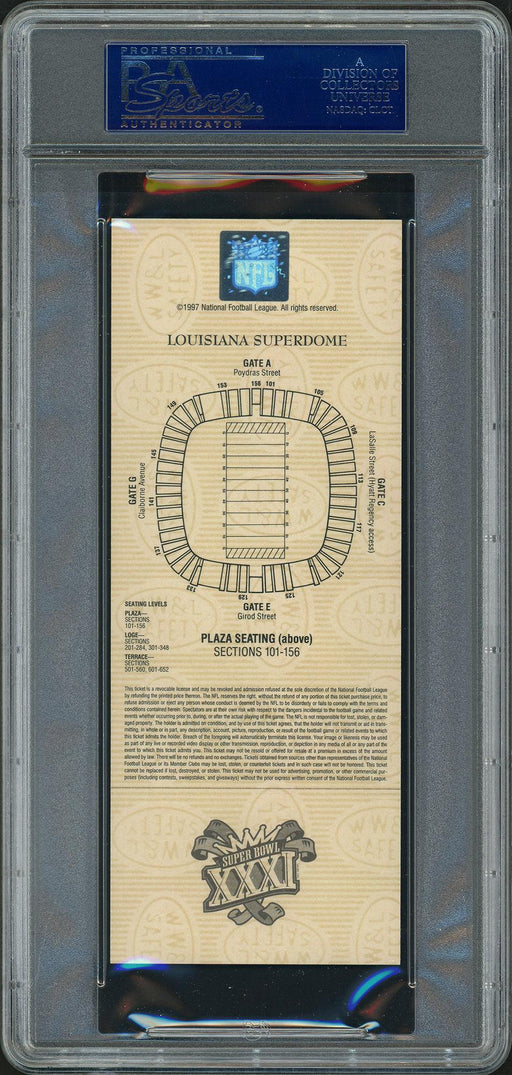Desmond Howard Autographed 1997 Super Bowl Ticket Gold Variation Green Bay Packers PSA 8 "SB XXXI MVP" PSA/DNA #20009950 - RSA