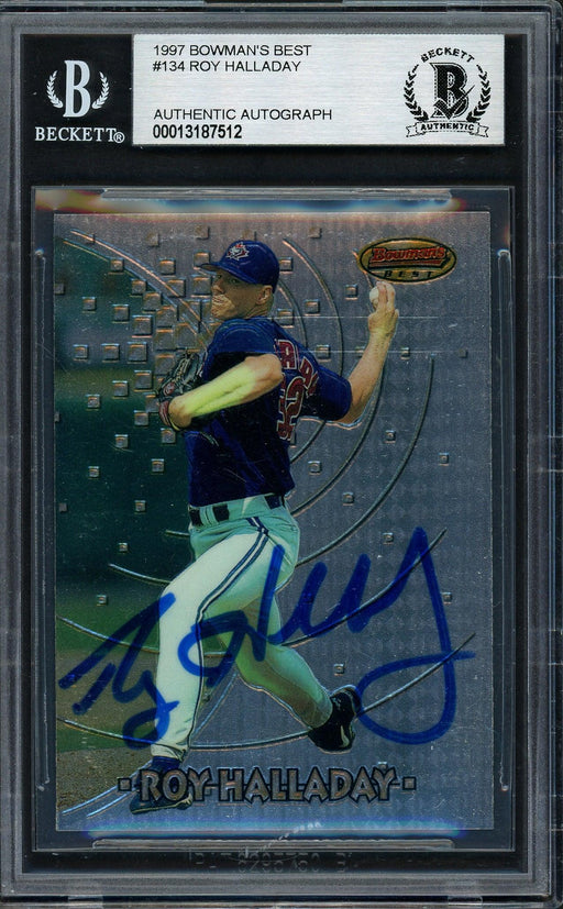 Roy Halladay Autographed 1997 Bowman's Best Rookie Card #134 Toronto Blue Jays Beckett BAS #13187512 - RSA