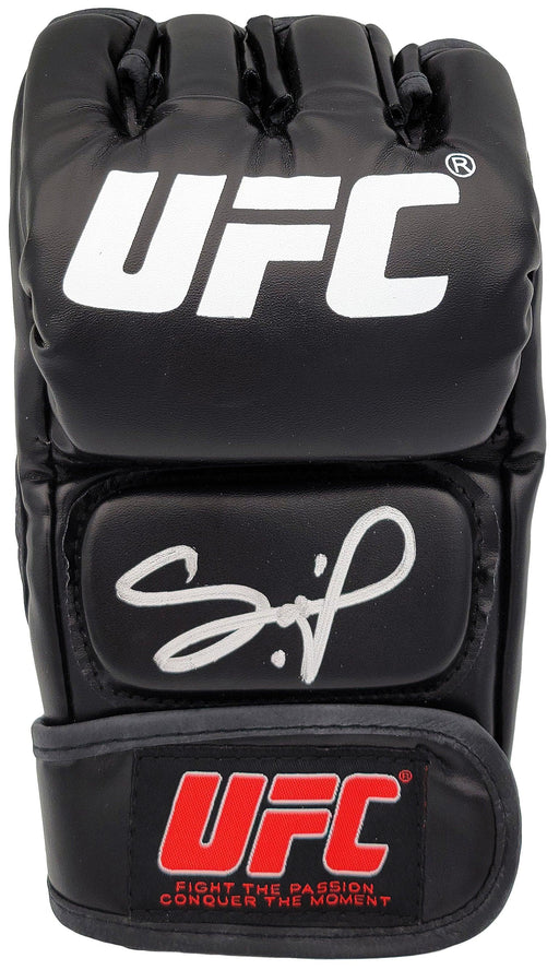 Francis Ngannou Autographed Black UFC Official Fight Glove Right Hand In Silver Beckett BAS QR Stock #201967 - RSA