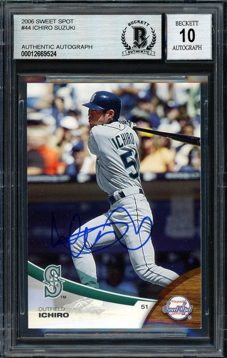 Ichiro Suzuki Autographed 2006 Upper Deck Sweet Spot Card #44 Seattle Mariners Auto Grade 10 Beckett BAS #12669524 - RSA