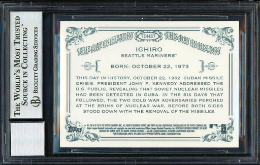 Ichiro Suzuki Autographed 2010 Topps Allen & Ginter This Day In History Card #TDH37 Seattle Mariners Auto Grade 10 Beckett BAS Stock #189881 - RSA