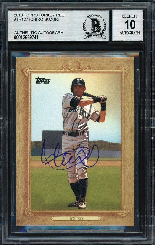 Ichiro Suzuki Autographed 2010 Topps Turkey Red Card #TR127 Seattle Mariners Auto Grade 10 Beckett BAS Stock #189883 - RSA