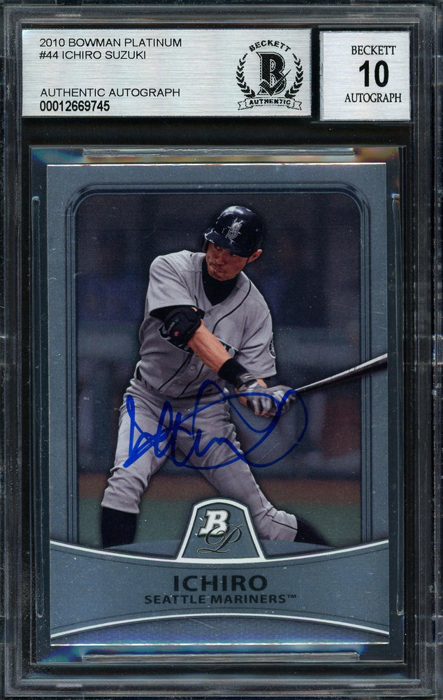 Ichiro Suzuki Autographed 2010 Bowman Platinum Card #44 Seattle Mariners Auto Grade 10 Beckett BAS #12669745 - RSA