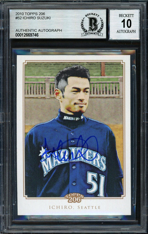 Ichiro Suzuki Autographed 2010 Topps 206 Card #52 Seattle Mariners Auto Grade 10 Beckett BAS Stock #189886 - RSA